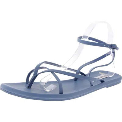 Steve Madden Juno Womens Slip On Ankle Strappy Sandals In Blue