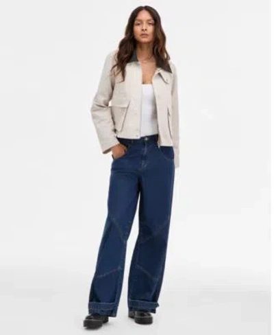 Steve Madden Justina Jacket Tre Denim High Rise Wide Leg Jeans