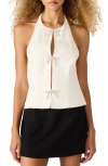 Steve Madden Juvia Crystal Bow Halter Top In White