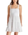 Steve Madden Kahina Smocked Tiered Cotton Sundress In White