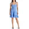 Steve Madden Kahina Smocked Tiered Cotton Sundress In Azure Blue