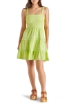 Steve Madden Kahina Smocked Tiered Cotton Sundress In Golden Lime