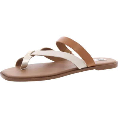 Steve Madden Kai Womens Toe Loop Leather Slide Sandals In Multi