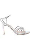 Steve Madden Kailyn-r Rhinestone-embellished Faux-leather Heeled Sandals In Silver