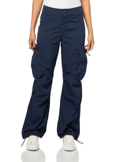 Steve Madden Kaira Cargo Pants Womens Navy Blue Flat Front Wide Leg Pall82