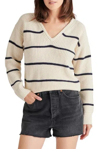 STEVE MADDEN STEVE MADDEN KAITLYN STRIPE V-NECK SWEATER