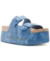 Steve Madden Kali-j Flatform Footbed Sandals In Blue Denim
