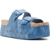 Steve Madden Kali-j Flatform Footbed Sandals In Blue Multi