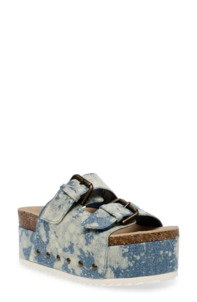 Steve Madden Women's Kali High Platform Footbed Sandals In Bleached Denim