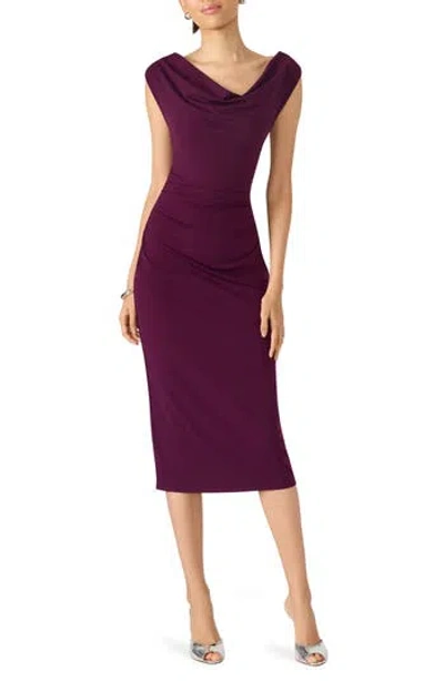 Steve Madden Kalin Asymmetric Cowl Neck Midi Dress In Burgundy