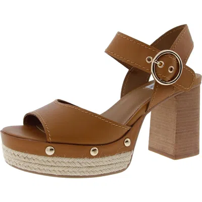Steve Madden Kamille Womens Woven Leather Platform Sandals In Brown