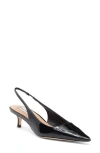 Steve Madden Kari Pointed Toe Kitten Heel Slingback Pump In Black Patent