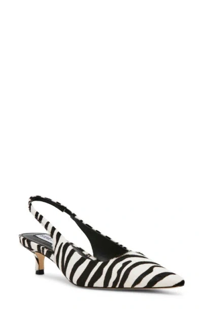 Steve Madden Kari Pointed Toe Kitten Heel Slingback Pump In Blk/white