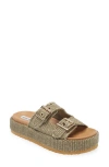 STEVE MADDEN KARRIGAN RAFFIA PLATFORM SLIDE SANDAL