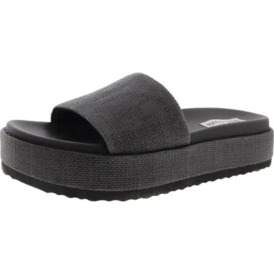 Steve Madden Kasper Womens Woven Textured Flatform Sandals In Black
