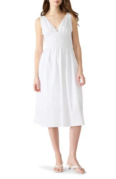 Steve Madden Kassie Bead Detail Smock Waist Cotton Midi Dress In White