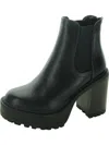 Steve Madden Kat Womens Faux Leather Block Heel Mid-calf Boots In Black
