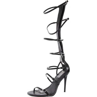 Steve Madden Katrina Womens Zipper Faux Leather Ankle Strap In Black