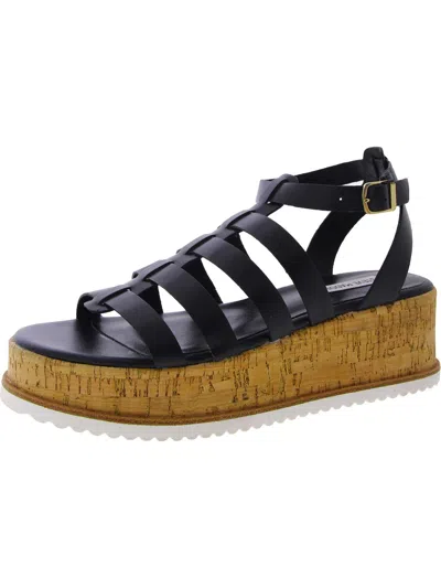 Steve Madden Kaydee Womens Leather Caged Gladiator Sandals In Black