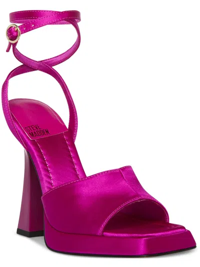 Steve Madden Kendall Womens Square Toe Strappy Ankle Strap In Pink Velvet
