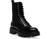 Steve Madden Kenny Boots Women's Black Leather Lace Up Block Heel Jobb207 In Black