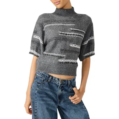 Steve Madden Ketra Mock Neck Crop Sweater In Gray