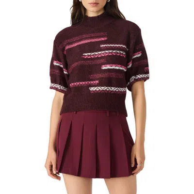Steve Madden Ketra Mock Neck Crop Sweater In Burgundy