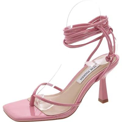 Steve Madden Khari Womens Ankle Tie Thong Heels In Pink