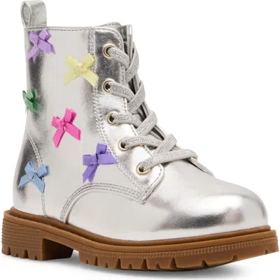 Steve Madden Babies'  Kids' Fleur Faux Leather Boot In Silver