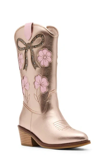 Steve Madden Kids' Jaddin Western Boot In Metallic
