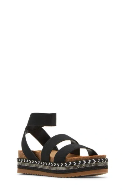 Steve Madden Kids' Jcharisa Ankle Strap Espadrille Platform Sandal In Black