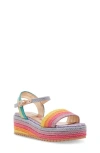 Steve Madden Kids' Jcleo Ankle Strap Espadrille Platform Wedge Sandal In Rainbow Mu