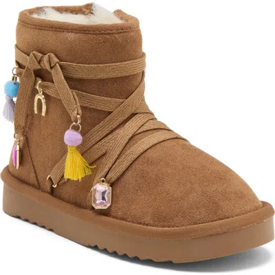 Steve Madden Kids' Jhuggy Faux Fur Lined Bootie In Brown