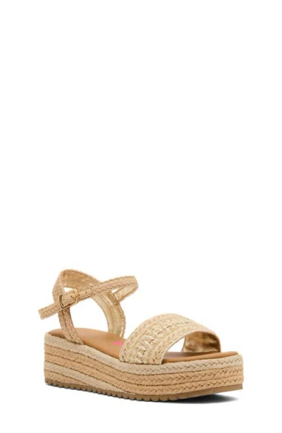 Steve Madden Kids' Jkiko Espadrille Ankle Strap Platform Wedge Sandal In Neutral