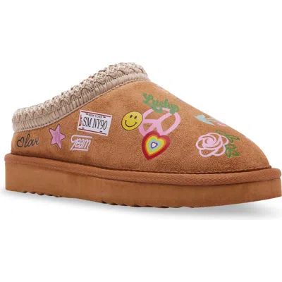 Steve Madden Kids' Jordye Faux Fur Clog Slipper In Cognac Multi