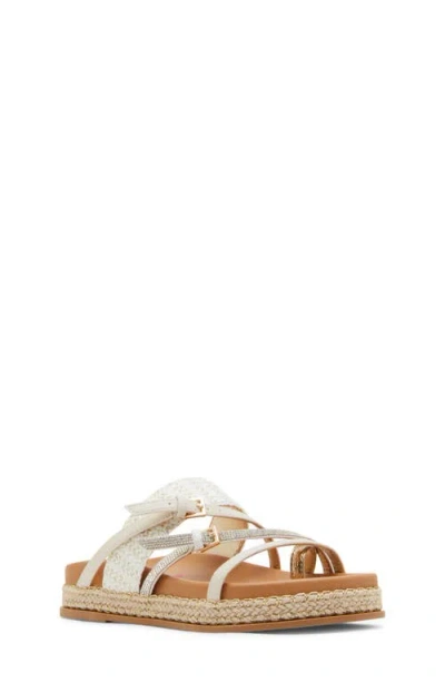 Steve Madden Kids' Jtickle Espadrille Platform Slide Sandal In Bone Multi