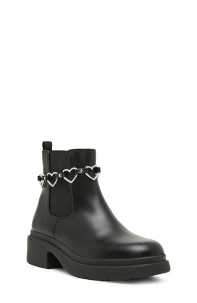 Steve Madden Kids' Jwalden Heart Chain Chelsea Boot In Black