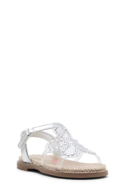 Steve Madden Kids' Tflute Espadrille Ankle Strap Sandal In Silver