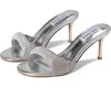 Steve Madden Kieran Womens Rhinestone Faux Leather Slide In Silver
