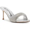 Steve Madden Kieran Womens Rhinestone Faux Leather Slide In Silver