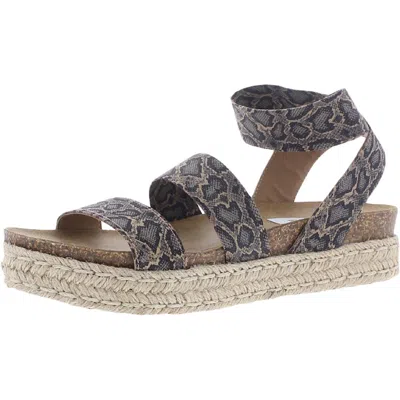 Steve Madden Kimmie Womens Ankle Strap Flatform Espadrilles In Gray