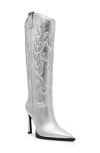 Steve Madden Kinzee Pointed Toe Western Boot In Silver