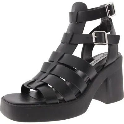 Steve Madden Kiona Womens Buckle Leather Ankle Strap In Black