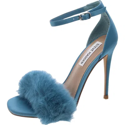 Steve Madden Kippins Womens Faux Suede Ankle Strap Heels In Blue