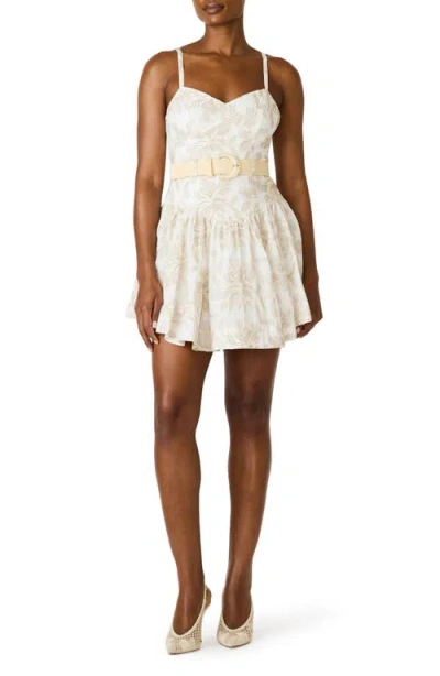 Steve Madden Kirsty Floral Appliqué Minidress In Neutral