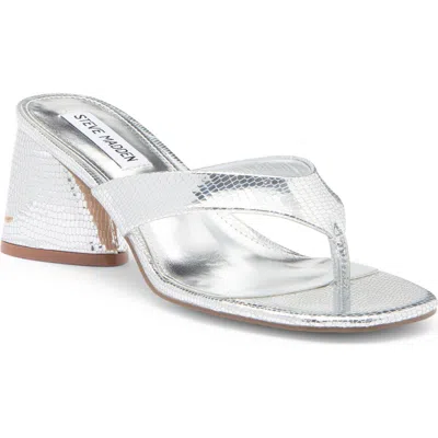 Steve Madden Kitana Block Heel Slide Sandal In Silver