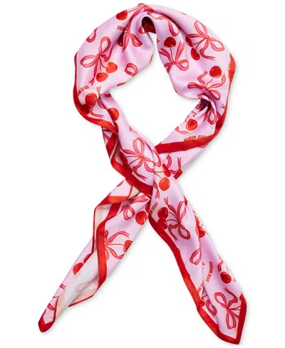 Steve Madden Kitchy Cherries Print Bow Scarf In Petal Pink