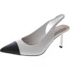 Steve Madden Kling Womens Leather Pointed Toe Slingback Heels In White