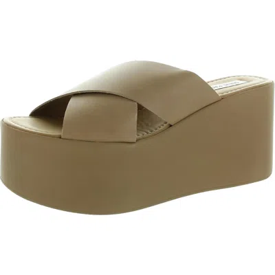 Steve Madden Kody Womens Criss-cross Leather Platform Sandals In Brown