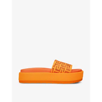 Steve Madden Womens Orange Kora 575 Geometric-print Woven Sandals
